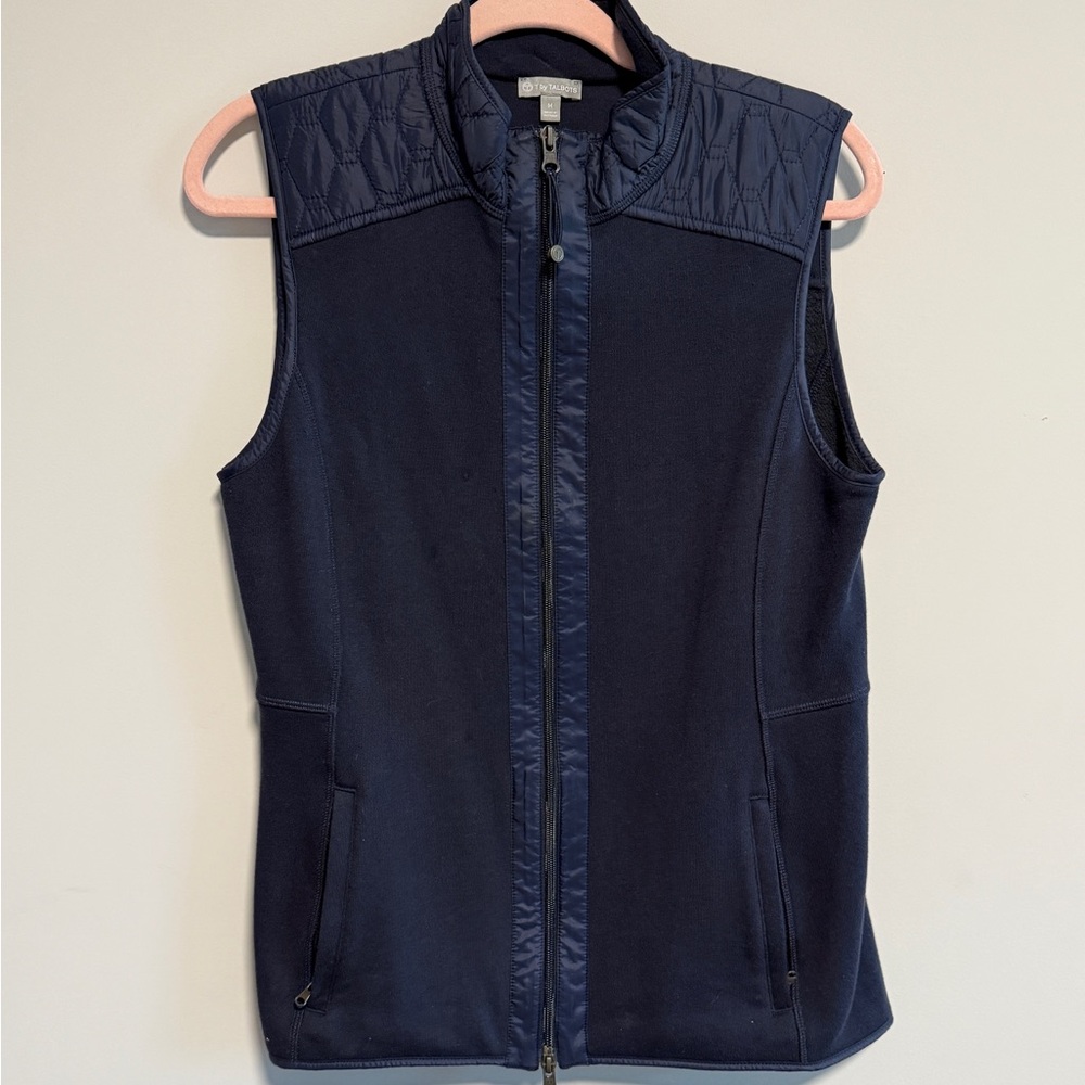 T by Talbots Size Medium Navy Blue Quilted Zip Vest Lightweight Layering Jacket